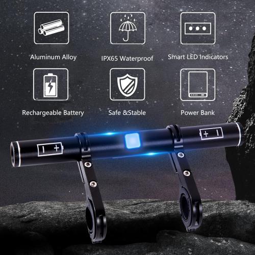 Redcomets USB Rechargeable Bike Handlebar Extender,7.8in Bike Handlebar Extension and Built-in 4000mAh Bike Phone Charger, for Holding Bike Speedometer, Phone Mount Holder and Bike Lights.