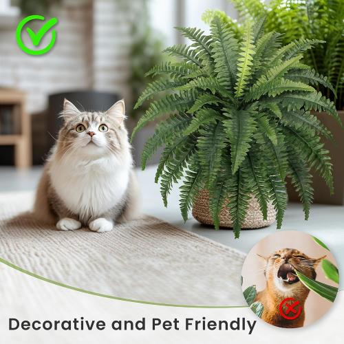 Ferns Artificial Bush Plants Large, 2 Artificial Boston Ferns for Outdoors Home Decor