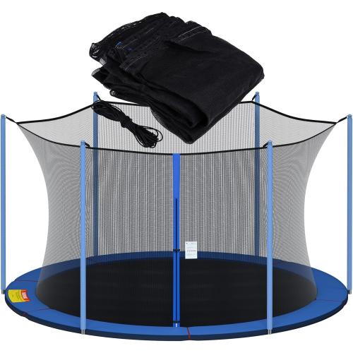Trampoline Net Replacement for Straight Pole,12ft 13ft 14ft 15ft Round Frame Safety Enclosure Net UV-Resistant Weather-Resistant Breathable Durable Net with Adjustable Straps(Net Only)