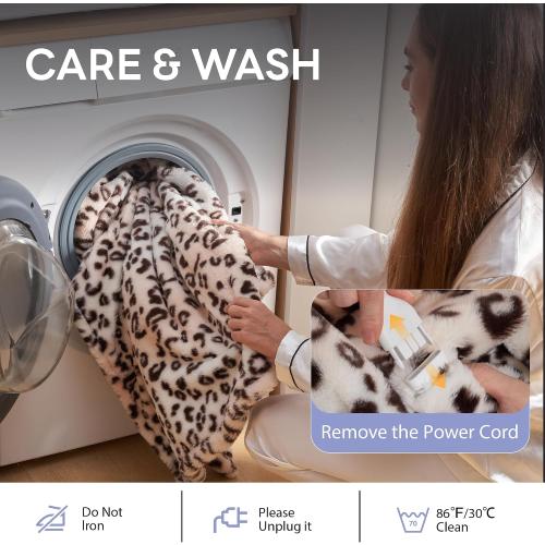 Heated Blanket Electric Blanket Twin Size 62x84 Fast Heating Electric Blanket with 12 Hours Auto-Off and 6 Heating Settings Overheat Protection Cozy Soft Faux Fur Heated Throw Blanket ETL, Leopard