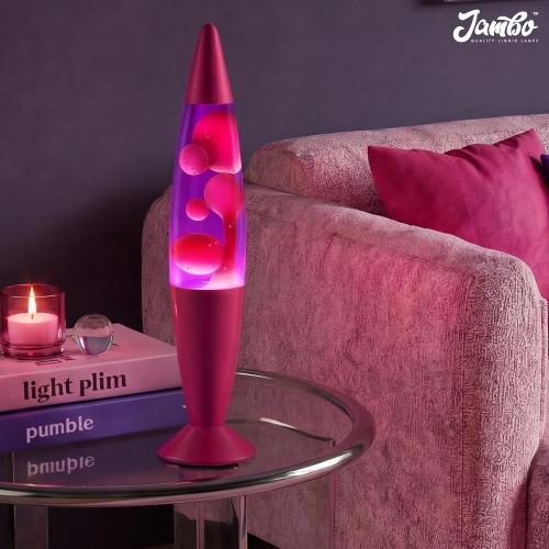 JAMBO 16 Beautiful Lamp- Purple with Pink Wax, Relaxing Liquid Light, Night Light Nightlight, Home Decor Living Room Office Bedroom Lamp for Adults Teens Kids, Magma Motion