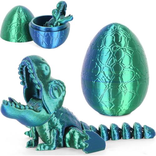 3D Printed Dragon Kids Dinosaur Toys 3D Printed Fidget Toys, Articulated Dragon Egg, 3D Dragon, Home Office Decor Executive Desk Toy 3D Printed Dragon Eggs with Dragon Inside (Blue - Green)