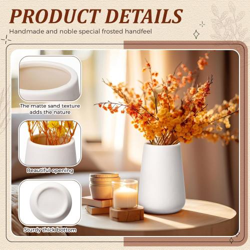 Tioncy 15 Pack White Ceramic Bud Vases Bulk Boho Small Flower Vase White Ceramic Vases for Centerpieces for Dry Flowers Pampas Grass Home Wedding Table Decor (3.9*2.76,Basic)