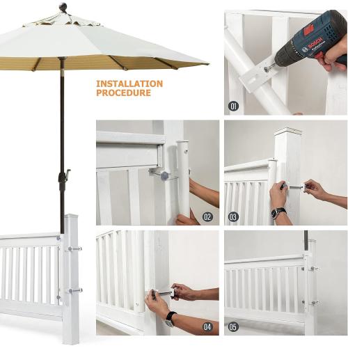 NO UMBRELLA 304 Stainless Steel Patio Umbrella Holder, Heavy-Duty Umbrella Deck Mount, for Outdoor Umbrella Holder for Deck Railing,Post Deck Umbrella Mount (Post, White)