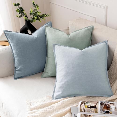 Size 18x18 Color Grey MIULEE Decorative Linen Pillow Covers 18x18 Inch Blue Grey ​Boho Farmhouse​ ​Neutral Couch Throw Pillows for Bed Pack of 2 Accent Coastal Modern Pillowcase Summer Sofa Livingroom Home Decor