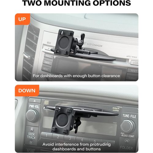 1Zero CD Slot Mount for CarPlay Screen, 360° Rotation Tool-Free Installation CarPlay CD Mount Compatible with 7-11 Inch Portable Car Play Screens & GPS Navigation