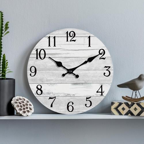 KECYET Wall Clock Battery Operated 12 Inch Gray Silent Non Ticking Country Rustic Design Vintage Retro Decorative for Bathroom Kitchen Bedroom