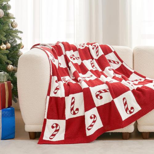 Snuggle Sac Candy Cane Throw Blanket Red Christmas Blanket 50x60 inches, Ultra Soft Cozy Decorative Throw Blanket for Couch, Sofa and Bed for Christmas