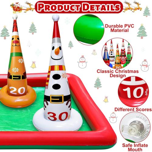 16 PCS Christmas Ring Toss Game Set for Kids Adults Santa Snowmen Elf Reindeer Nutcrackers Inflatable Christmas Games Family Toys for Home Xmas Carnival Party Supplies Favors Indoor Outdoor Decoration