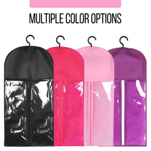 3PCS Hair Extension Holder Dust-proof Bags with Hanger Portable Storage for Multiple Wigs Holder Stand with Transparent Zip Up Closure