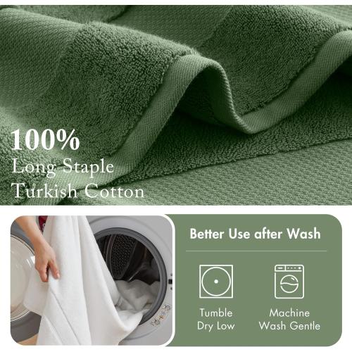 Madison Park Turkish Bath Towels 6pc, 2 Hand Towel for Bathroom, 2 Wash Towel, 2 Turkish Bath Towel Set, Luxury, 100% Cotton, Highly Absorbent & Quick Dry, Green