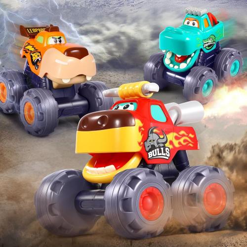 Car Toys for 1 Year Old Boy Gifts, Pull Back Monster Truck Toy Cars for Toddlers 1-3, 1 2 3 One Year Old Boy Birthday Gift 1st Vehicles Kids Stocking Stuffers Toddler Baby Boys Toys 12-18 Months