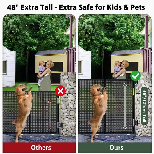 200 Retractable Baby Gates Extra Wide Dog Gates for Doorways, 48 Extra Tall Pet Gate Retractable Dog Gate, Long Baby Gate Retractable Fence Outdoor, Driveway Gate Retractable Garage Gate, Black