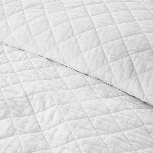 WDCOZY 100% Pre-Washed Cotton King Size Quilt Set - White Ruffle Box Soft Lightweight Bedspread, Textured Like Linen, Farmhouse Country Rustic Coverlet, Shabby Chic Gauze Bedding, 3 Pieces