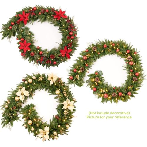 9Ft Pre-lit Christmas Garland with 50 LED Lights Battery Operated,Holiday Decoration Stairs Wall Mantle Door Indoor Outdoor