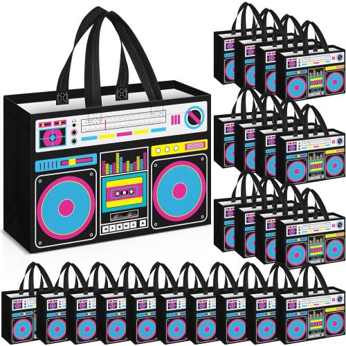 24 Pcs 80s90s Retro Radio Bags Party Favors, Black