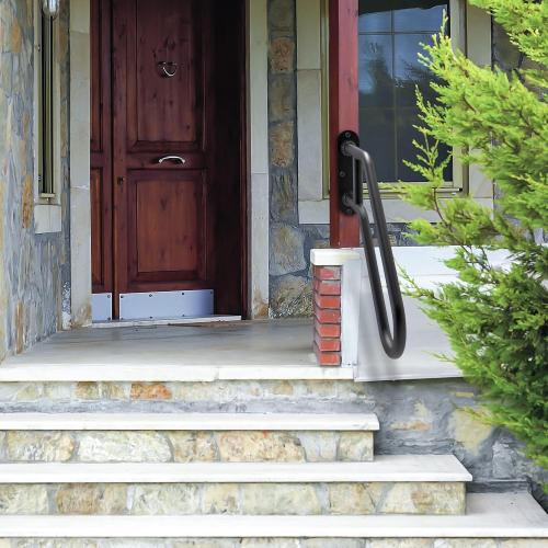 SELEWARE Heavy Duty Non-Slip Handrails for Outdoor 1-3 Step, Wall Mount Stair Hand Railing Grab Bars, U-Shape Safety Handle for Garage, Porch, Garden (Dia 1.3 Pipe, Black)