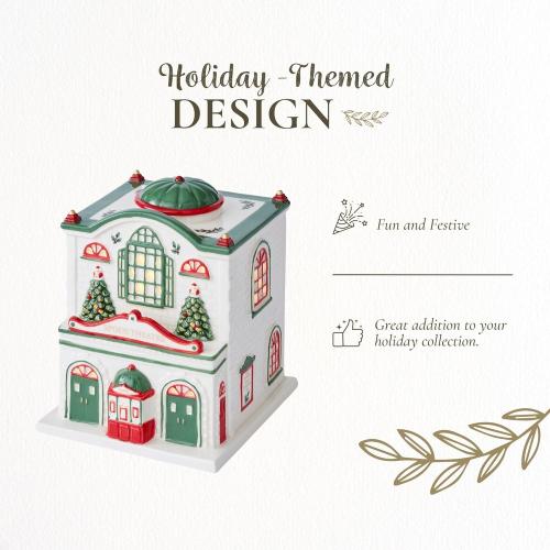 Spode Christmas Tree Miniature Village Figural Decoration, LED Lighted Christmas Village Set, Ceramic Holiday Decor - Dolomite Collectible for Indoor Display (Theatre)