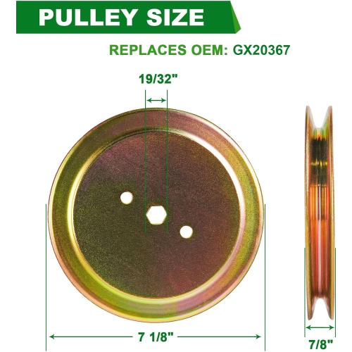 42 Inch Mower Deck Rebuild Kit Fit for John Deere LA145 LA120 LA125 D110 D130 D125 LA105 42 inch Tractor Parts Spindle GY21098 Blade AM13732 Idler Pulley GY20629 GY20067 Pulley GX20367 Belt GX20072