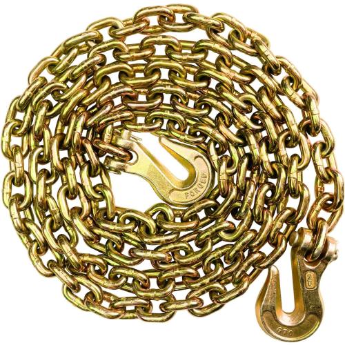 3/8 Chain Trailer Chains with Hooks, Grade 80 Tow Log Chain 7100 lbs Working Load for Truck Farm Construction(3/8 in x 10FT)