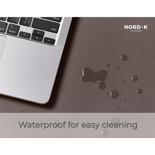 Nordik Cork Leather Desk Mat Cable Organizer - Gunmetal Grey 35 X 17 inch - Premium Extended Mouse Mat for Home Office Accessories - Non-Slip Vegan Leather Desk Pad Protector & Desk Blotter Pad