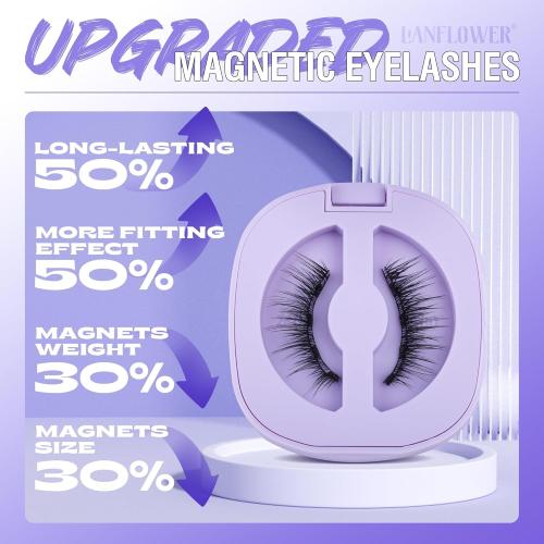 Magnetic Eyelashes with Applicator Natural Wispy Magnetic Lashes Easy Apply No Need Glue False Eyelashes by Lanflower