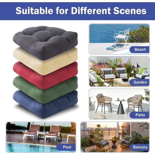 4pk Outdoor Chair Cushions Patio Chair Cushions with Ties, 19x19 Tufted Outdoor Seat Cushions, Waterproof Patio Furniture Cushions, Outdoor Dining Chair Pads, Navy