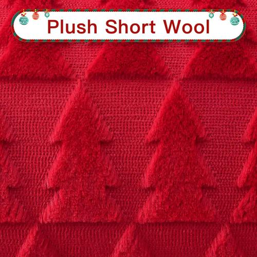 OTOSTAR Set of 1 Xmas Soft Plush Short Wool Velvet Decorative Throw Pillow Covers Rectangular Luxury Style Cushion Case Pillow Shell for Sofa Bedroom Christmas Tree Red, 12x20 Inch