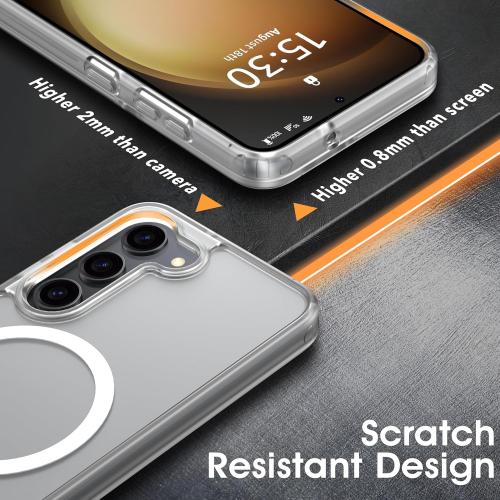 Oterkin Magnetic for Samsung Galaxy S23 Fe Case Matte, S23 Fe Phone Case Compatible with MagSafe Frosted Translucent Shockproof Anti-Scratch Slim Fit Case Military Grade Protection (Clear Matte)