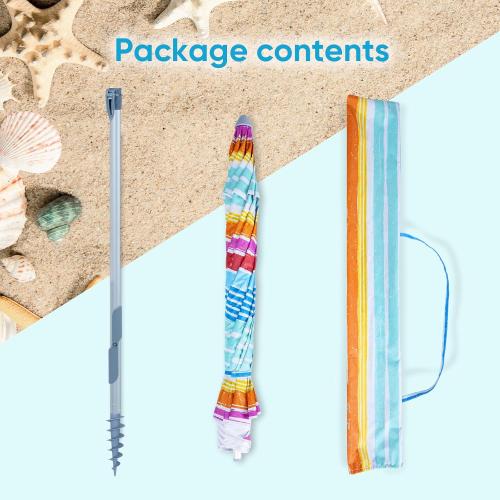 Tempera Heavy Duty High Wind Beach Umbrella with Sand Anchor & Carry Bag|Patio Outdoor Umbrella with Alumininm Frame, Sunshade Umbrella with Push Button Tilt, Ideal for Travel Garden Lawn Poolside Backyard, UPF 60