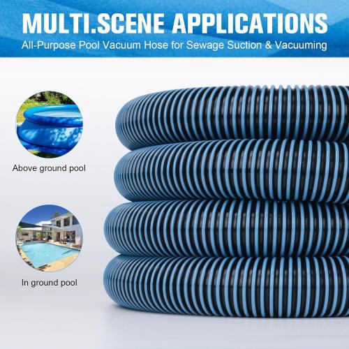 Pool Vacuum Hose With Swivel Cuff 1-1/2 Diameter 18 FT Flexible Heavy Duty Pool Vacuum Cleaning Hose Perfect for Above&In Ground Swimming Pool