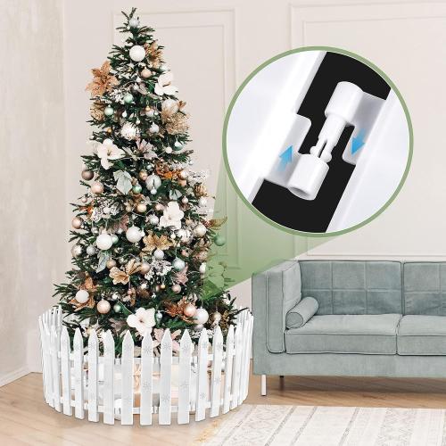 URATOT 30 Pieces Christmas Tree Thick White Plastic Picket Fence Christmas Tree Fence for Pets Kids Holiday Party Garden Home Fences Decoration, 12 Inches