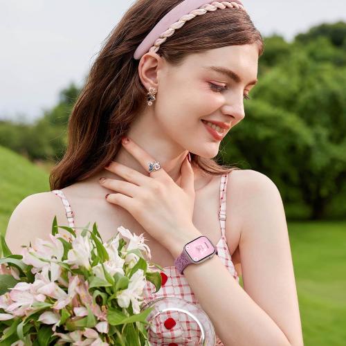 SNBLK 6 Pack Floral Engraved Bands Compatible with Apple Watch Bands 40mm 41mm 42mm 38mm 44mm 45mm 46mm 49mm Women Men, Silicone Flower Pattern Strap for iWatch Series 11 10 Se Ultra 9 8 7 6 5 4 3 2 1