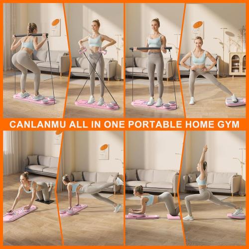 Color Pink Pilates Board,Multifunctional Rebound Abdominal Board,Foldable Pilates Reformer Set, Ab Core Trainer Machine,Ab Exercise Board,Abs Workout Equipment for Women Home Gym Equipment