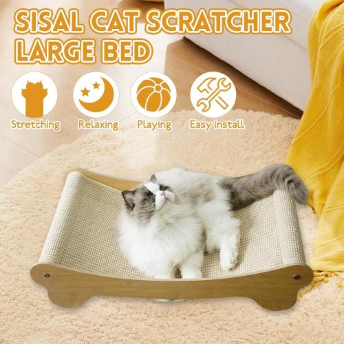 Cat Scratcher,Cat Scratchers for Indoor Cats Scratch Pad with Natural Sisal，Wooden Cat Furniture Cat Scratching Board（27.5X16.3X6.3）