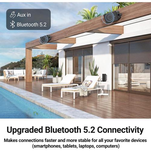 Inwa Outdoor Bluetooth Speakers, 400W Active Passive Wall Mount Speaker, Waterproof Wireless Indoor/Outdoor Stereo Sound Set W/Aux in, Sound System for Patio/Porch/Gazebo/Garage(Pair, Ivory Black)