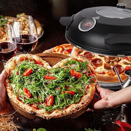 Countertop Pizza Oven Indoor, Pizza Oven 12 Inch Home Outdoor Portable Pizza Maker, 1200W Heats up to 800˚F Pizza Cooker with Viewing Window & Adjustable Temperature