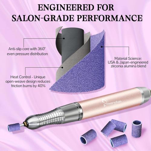 Maryton 500 Pcs Sanding Bands for Nail Drill, Fine Grit Nail Sanding Band Bulk for Professional Salons Manicure and Pedicure
