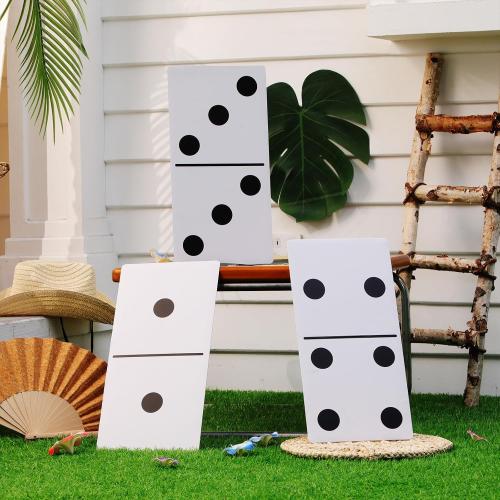 Spiareal 3 Pcs Large Domino Paper Board Puerto Rico Domino Party Decoration 8' x 15' Havana Nights Casino Party Theme Game Prom Night Birthday Wedding(Classic White,Low Dominoes)