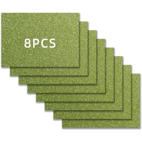 Apple Green Glitter HTV Heat Transfer Vinyl 10×12 Sheets 8 Pack Iron on Vinyl for Cricut & Heat Press Machine DIY Fabrics T-Shirts
