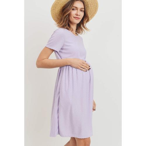 M HELLO MIZ Women's Maternity Empire Waist Casual Dress