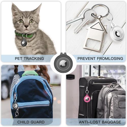 Lanteso 4 Pack AirTag Keychain for Apple Airtags Holder, [Full Body Shockproof][Waterproof ] [Dustproof][Anti-Scratch] Airtag Case for Wallet, Luggage, Cat, Dog, Pets(Multi-Color)