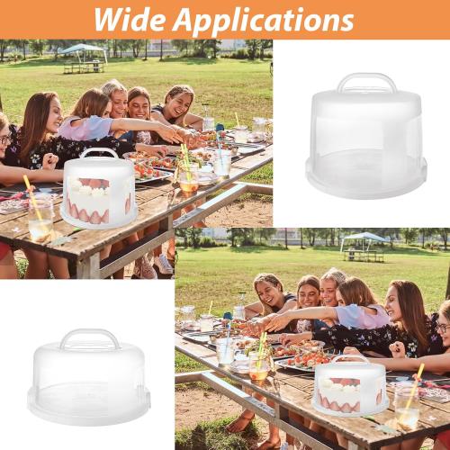Size 10 inch 2 Pcs 10 Inch Cake Carrier with Lid and Handle, 6&8 Inch Height Round Cake Storage Container, Reusable Cake Holder Portable Cheesecake Container for Cupcake Pie Transport, White