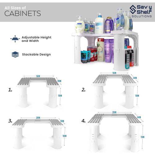 Expandable Under Sink Organizer and Storage I Bathroom Under the Sink Organizer Kitchen Under Sink Shelf I Cleaning Supplies Organizer Under Sink Storage I EXPANDABLE HEIGHT DEPTH & WIDTH