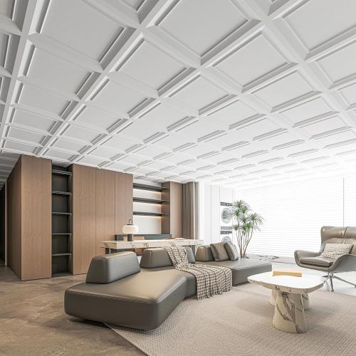Art3dwallpanels Ceiling Tiles 24 x 24 Drop Ceiling Tiles, 12 Pack Drop in High Grade PVC Wall Panels, Fire Rated, Waterproof, Light Weight, Cover 48 Sq.Ft, White