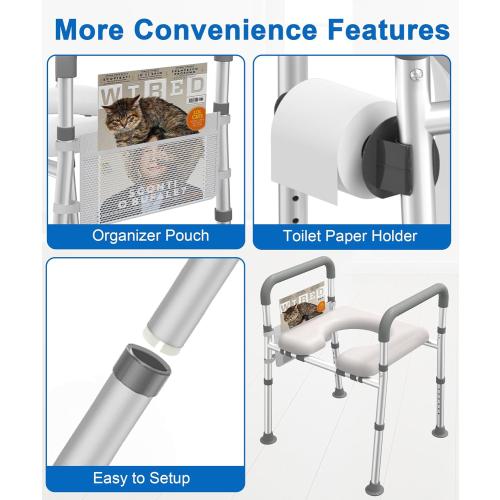 HOMLAND Raised Toilet Seat with Handles, Toilet Seat Riser for Seniors with Adjustable Height & Width, FSA/HSA Eligible 400lb Handicap Elevated Toilet Seat for Elderly, Pregnant, Fit Any Toilet