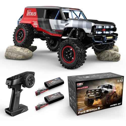 MJX H12P 1/12 Ford Bronco R Brushless RC Crawlers for Adults, Waterproof 4X4 Off-Road RC Rock Trucks with Portal Axles, Hard Case Licensed Remote Control Truck, RTR All Terrain RC Cars with 2 Battery