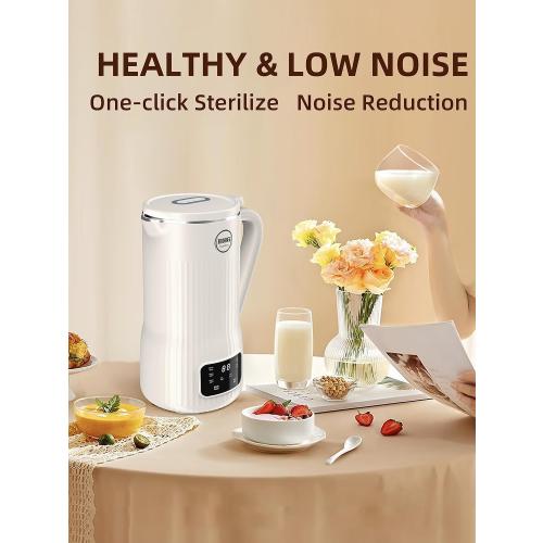 Nut Milk Maker Machine 20oz – Upgraded 10-Blade Almond, Soy & Oat Milk Maker, Plant-Based Dairy-Free Beverage Maker with Auto-Clean, Timer, Keep Warm, Boil & Cold Drink Functions – White