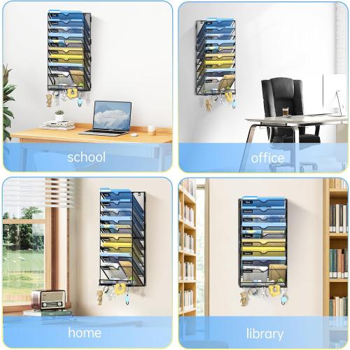 SUPEASY 10-Tier Wall File Organizer with Hooks, Hanging File Organizer