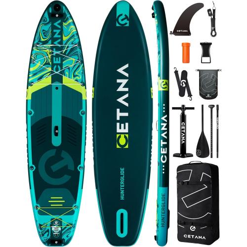 CETANA 11'6×35 Extra Wide Stand Up Paddle Board for Adults & Youth, 400lb Capacity Inflatable Paddle Board, Sup for 2 1 Person with Removable US Fin, 100L Backpack, Floating Paddle, Safety Leash